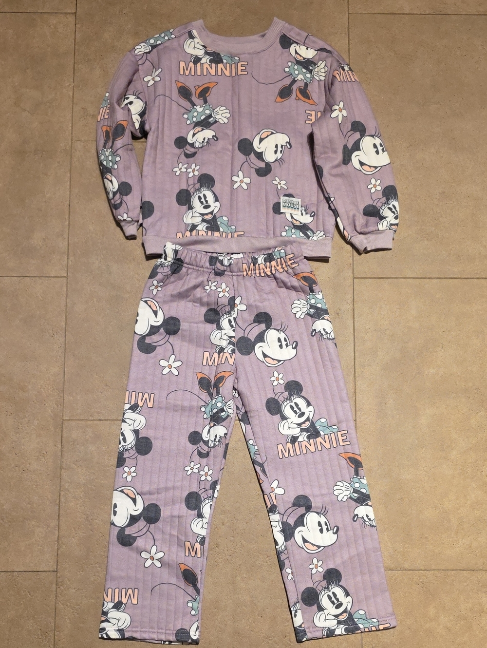 Disney Girls' Lavender Minnie Mouse Pajama Set
